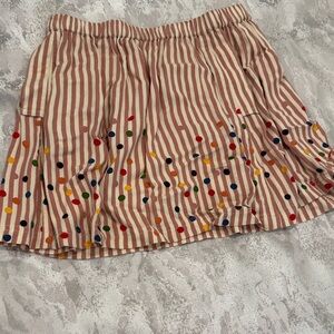 Cooperative Red and White Striped Skirt with Multicolor Dots